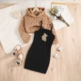 thumbnail image 3 of Chenyin 8-12 Years Girls Halter Dresses 2PCS Outfit Kids Long Sleeve Hooded Plush Jacket and Strappy Dresses Fall Winter Fashion Set for Girls, 3 of 9