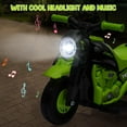 thumbnail image 3 of Lumiparty 6V Bubble Motorcycle Ride on Toy Car for Kids, with Music, LED Headlights, Forward/Reserve, Pedal, 3 Wheels Ride on Motorbike for Kids 3-8, Green, 3 of 7