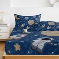 thumbnail image 6 of Twin Sze Fitted Sheet Set - Solar System Universe 2 Piece Bedding Sets 16" Deep Pocket Fitted Sheet with 1 Pillowcase, Galaxy Outer Space Navy Blue Brushed Microfiber Hotel Luxury Bed Sheets, 6 of 9
