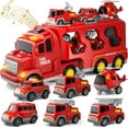 thumbnail image 7 of 8 Pcs Fire Toys Car Toys for Toddlers Truck Friction Power Toy Car Fire Rescue Truck, Ladder Truck, Helicopter Kids Toys Boys 3-5 Red, 7 of 7