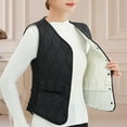 thumbnail image 4 of Lohuatrd Women Fall Winter Vest Coat Soft Thick Padded Sleeveless Single-breasted Solid Color V Neck Cardigan Slim Fit Warm Pockets Lady Waistcoat, 4 of 8
