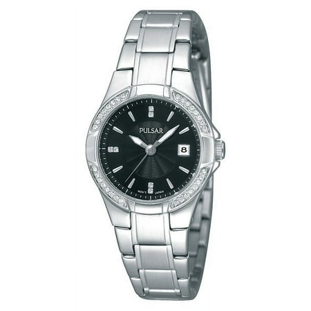 UPC 037738141811 product image for Pulsar Womens Crystal Analog Stainless Watch - Silver Bracelet - Black Dial - PH | upcitemdb.com