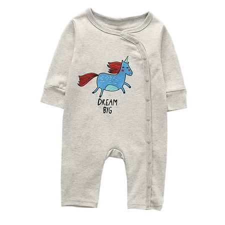 

StylesILove Chic and Fun Animal Character Infant Baby Boy Long Sleeve Cotton Jumpsuit Outfit (80/6-12 Months Grey Unicorn)