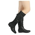 thumbnail image 4 of Dream Pairs Womens Wide Calf Faux Fur Slouchy Low Heel Side Zip Knee High Boots Blvd-W Black/Pu Size 8, 4 of 6