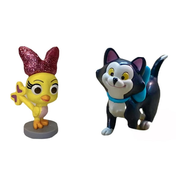 Cuckoo Loca Yellow Bird & Figaro Cat 2” PVC Cake Topper Minnie Helper Figure New