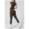 thumbnail image 4 of PISONIC Two Piece Workout Sets for Women Color Block Short Sleeve Tee and High Waist Leggings Gym Yoga Active Wear Outfits, 4 of 6