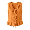 thumbnail image 3 of 2026 New Womens Sleeveless Sweater Vest Ruffle Button Down Knit Tank Top Summer Trendy Going Out Vest Tops(Yellow,M), 3 of 3