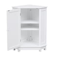 thumbnail image 2 of Modern Triangle Storage Cabinet with 2 Shelves, Freestanding Floor Cabinet Corner Table with Single Door for Living Room Kitchen Bathroom, Space Saving, White, 17.5'' x 17.5'' x 31.4'', 2 of 7