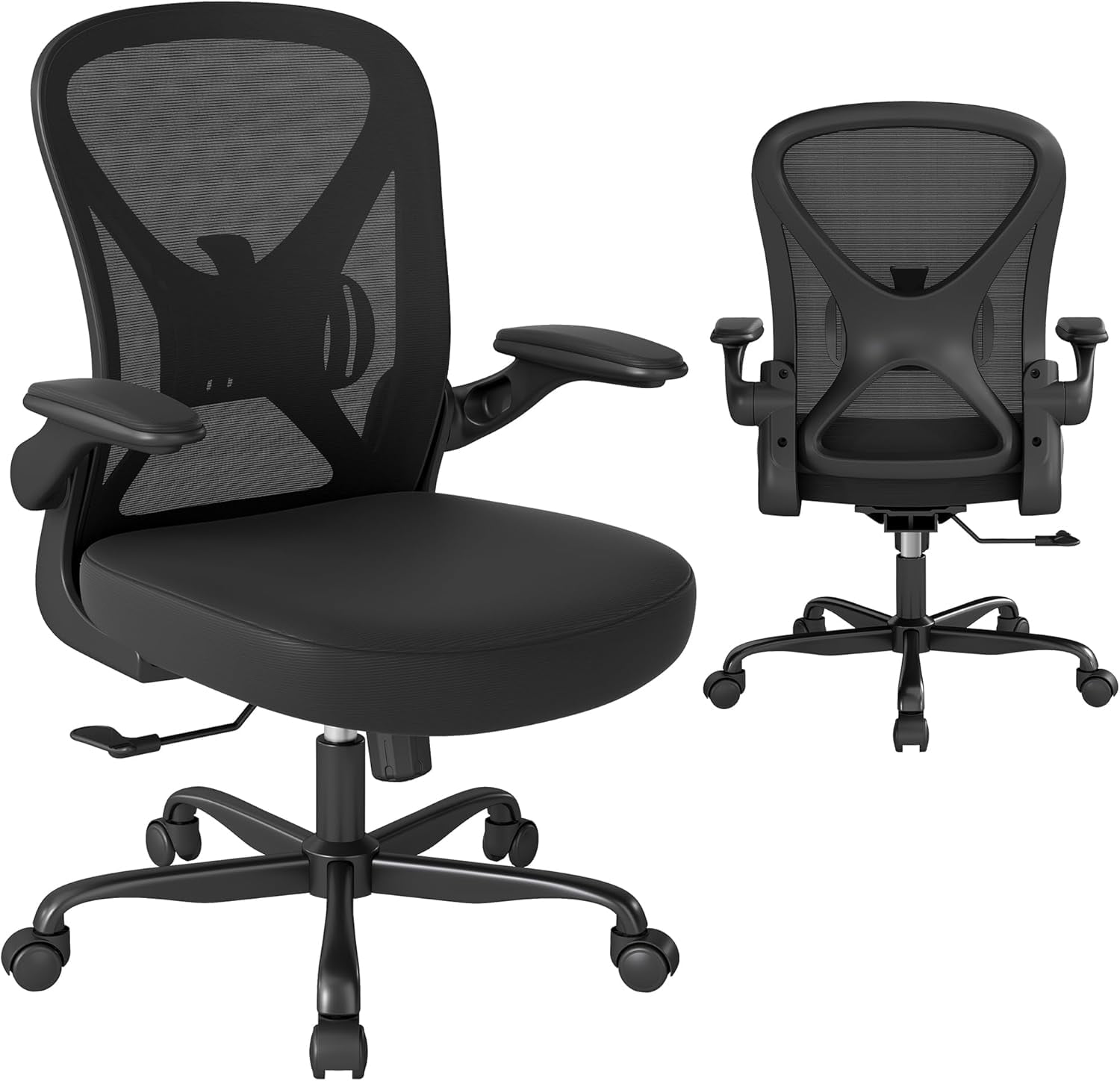 YERAIRR Office Chair, Ergonomic Desk Chair with Lumbar Support and Adjustable Armrests,Breathable Mesh Mid Back Computer Chair, Reclining Task Chair for Home Office, Black