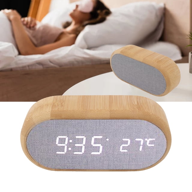 Reloj Despertador De Madera, Reloj De Control De Voz Digital De Temperatura Decoración Del Hogar Que Brilla Intensamente Para El Dormitorio