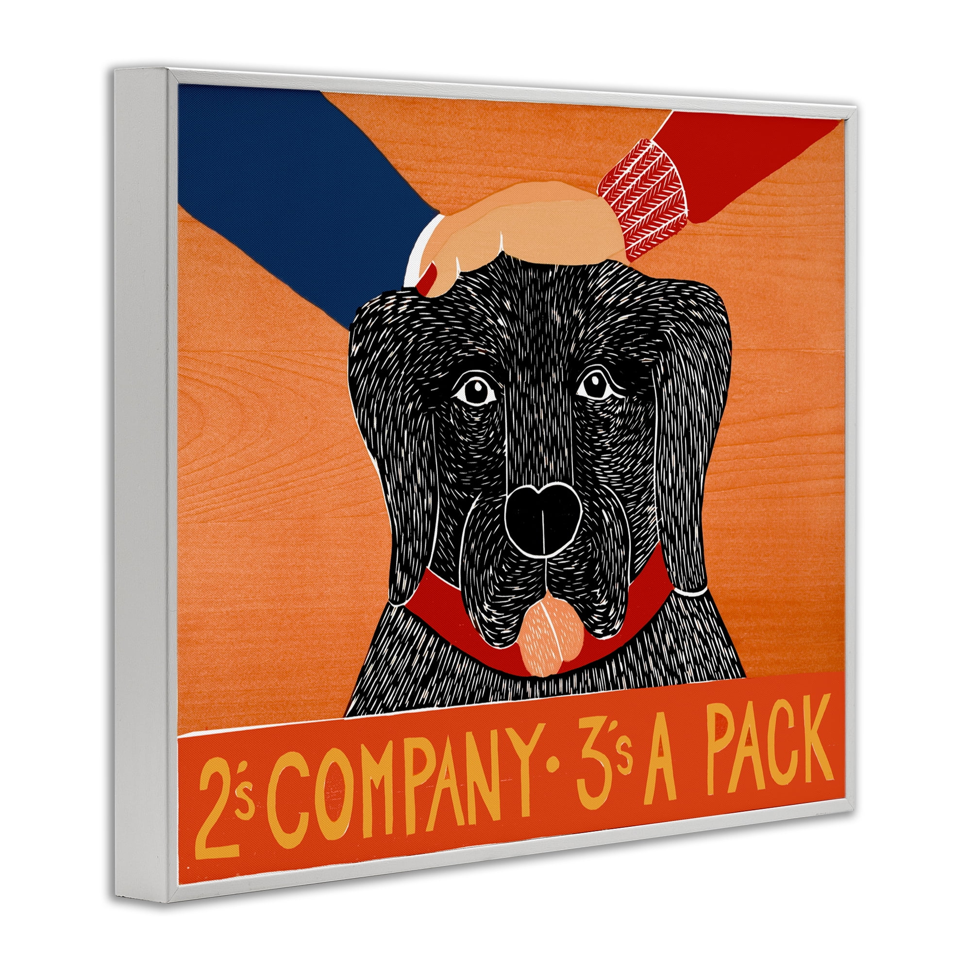 2's Company Dog White Framed Giclee Art, design by Stephen Huneck