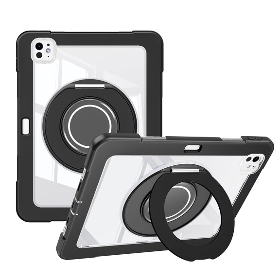 XYX Shockproof Tablet Case for iPad Pro 11 inch 2024 5th Gen(M4) with 360 Rotating Stand, Slim Lightweight with Pencil Holder, Black