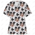 thumbnail image 2 of Ropa de enfermería para mujer, camiseta de enfermería con estampado de Disney Minnie y Mickey, tops informales de manga corta con cuello en V y bolsillo, uniforme para mujer, 2 of 5