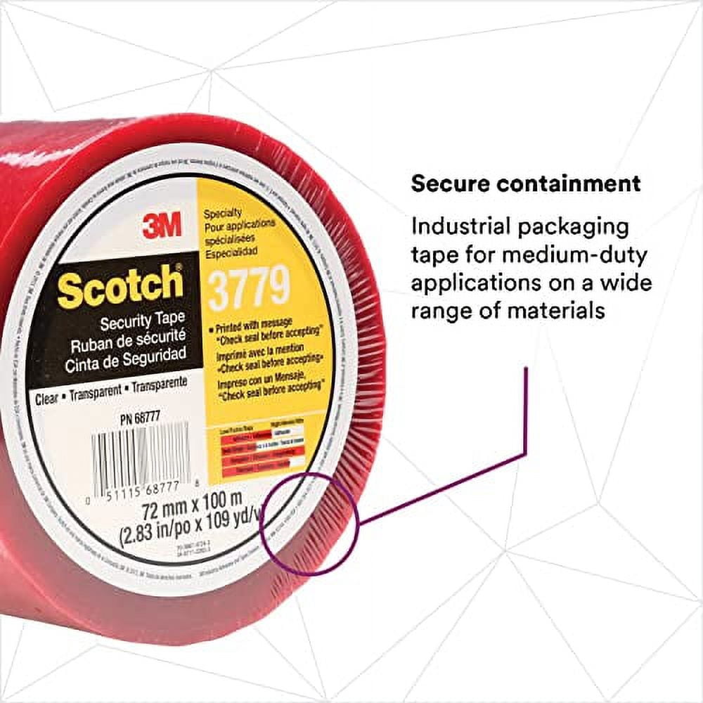 Scotch Carton Tape,Red on Clear,72mm x 100m 3779