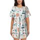 thumbnail image 1 of Balery Eiffel Tower Conjunto de Pijama para Mujer con Estampado, Dos Piezas de Manga Corta y Shorts, Ropa de Dormir Suave con Cuello Redondo y Bolsillos-X-Large, 1 of 6
