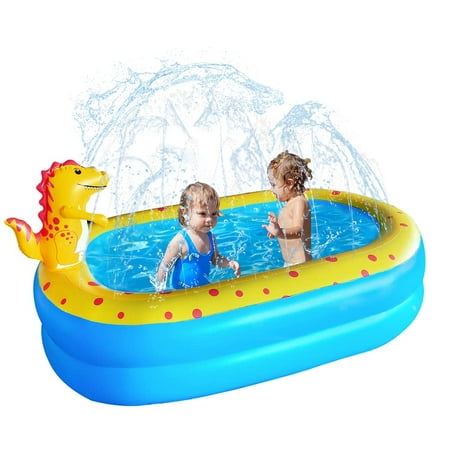 Dnzz Inflatable Kiddie Pool, Sprinkler Pool, Kids Swimming Pool , 67'' x 41'' x 32'' Full-Sized Family Swimming Pool for Kids, Toddlers, Adults, Outdoor, Garden, Backyard, Summer Water Party
