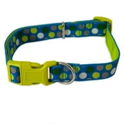New 1PK Petmate 02385 Dots Blue Max Glow Adjustable Dog Collar, Medium, 3/4" x 14-20", Each