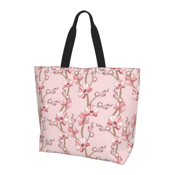 Yiaed Orchids Flowers Print Handbag for Women Tote Purse Shoulder Bag Large Fashion Hobo Purse Handbag Shopping Tote