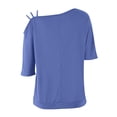 thumbnail image 5 of Womens Fashion Summer Tops Solid Color Casual One Shoulder Strap Short Sleeve Blouses for Women Trendy, 5 of 6