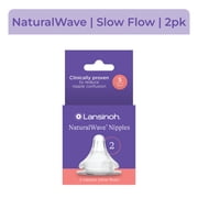 Lansinoh NaturalWave Baby Bottle Nipples, Slow Flow, 2 Ct