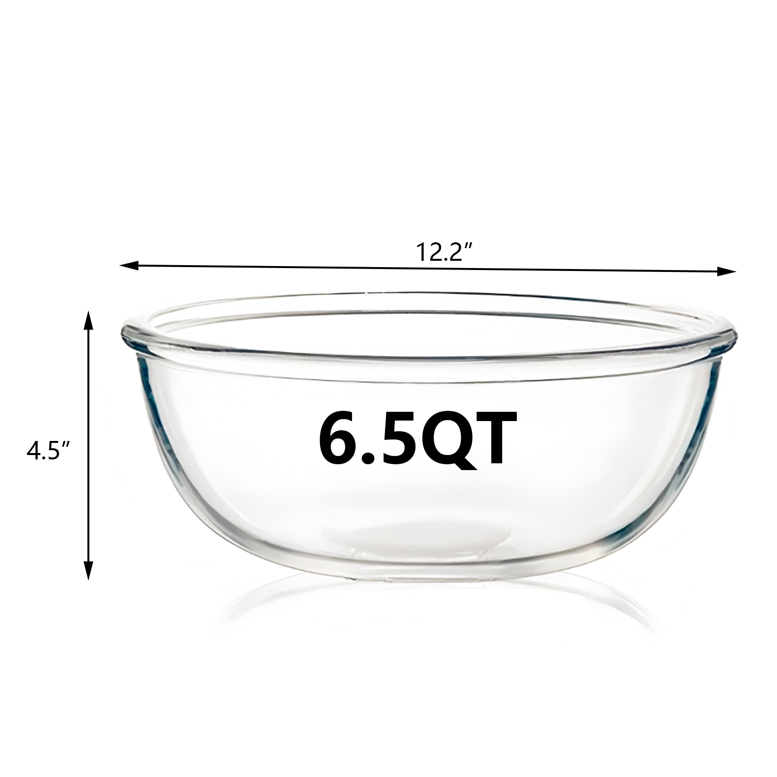 6.8 Quart Large Glass Mixing Bowl-Clear Large Salad Bowls Glass Big Mixing Bowls for Kitchen Salad Bread Storage, Dishwasher, Freezer