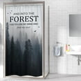 thumbnail image 3 of Small Stall Misty Tree Shower Curtain for Bathroom Decor 36Wx72H Narrow Half Rv Mens Dark Foggy Mountain Woodland Quotes Nature Art Printed Fabric Polyester Waterproof 6 Pack Plastic Hooks, 3 of 6