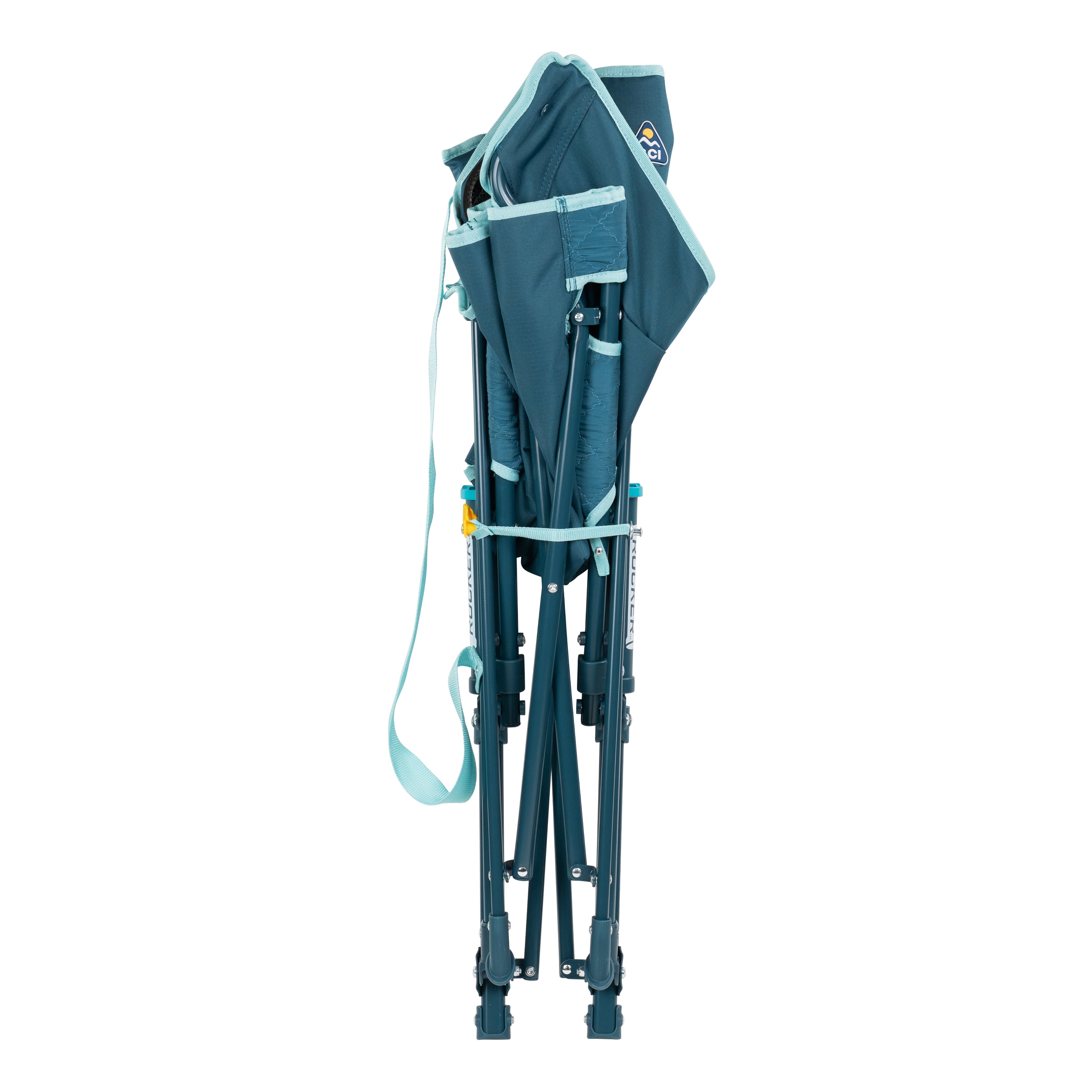 GCI Outdoor Kickback Insulated Rocker Low Profile Rocking Camping Chair with Cup Holder, Teal