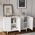 thumbnail image 3 of Gexpusm Stylish and Functional 4-Door Intaglio Storage Cabinet with Pine Legs, Solid Wood Pulls and MDF, for Living Room Bedroom,and Kitchen,White, 3 of 6