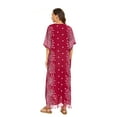 thumbnail image 5 of Beautybatik Maroon Boho Flora Printed Women Plus Size Kaftan Kimono Loungewear Maxi Long Dress 4X, 5 of 5