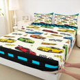 thumbnail image 5 of Erosebridal Cartoon Race Car King Sheets, Colorful Bedding, Blue Border 4pcs (1 Flat Sheet, 1 Fitted Sheet and 2 Pillowcases), 5 of 6