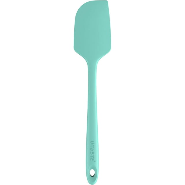 U-Taste 11.38in Silicone Large Spatula, 480°F High Heat Resistant BPA-Free Food Grade Kitchen Cooking Baking Mixing One Piece Seamless Flexible Rubber Bowl Scraper for Nonstick Cookware (Aqua Sky)