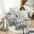 thumbnail image 5 of Set of 4 Throw Pillow Covers Grey White Geometric Abstract Art Home Sweet Home Love Yourself Decorative Pillow Cases Home Decor Standard Square 18x18 Inches Pillowcases, 5 of 6
