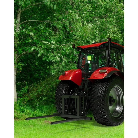 Rugerasy 50Inch 3 Point Pallet Forks,1500Lbs Capacity Adjustable Width Range(28-45Inch) Pallet Fork Attachments,3 Point Hitch Pallet Forks for Tractor Category 1,Black Yellow