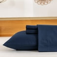 thumbnail image 2 of 4pcs Navy Blue Cotton Bed Sheets Set, Premium Bed Sheet Set, 18-Inch Deep Pocket, Soft Breathable Bedding, 2 of 7