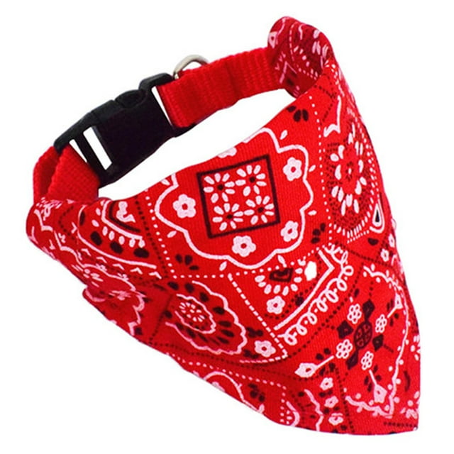 Collar para mascota, ajustable, transpirable, agradable para la piel, con estampado triangular, con bufanda para gato, conejo, rojo, M, 1,5 cm/0,6 pulgadas