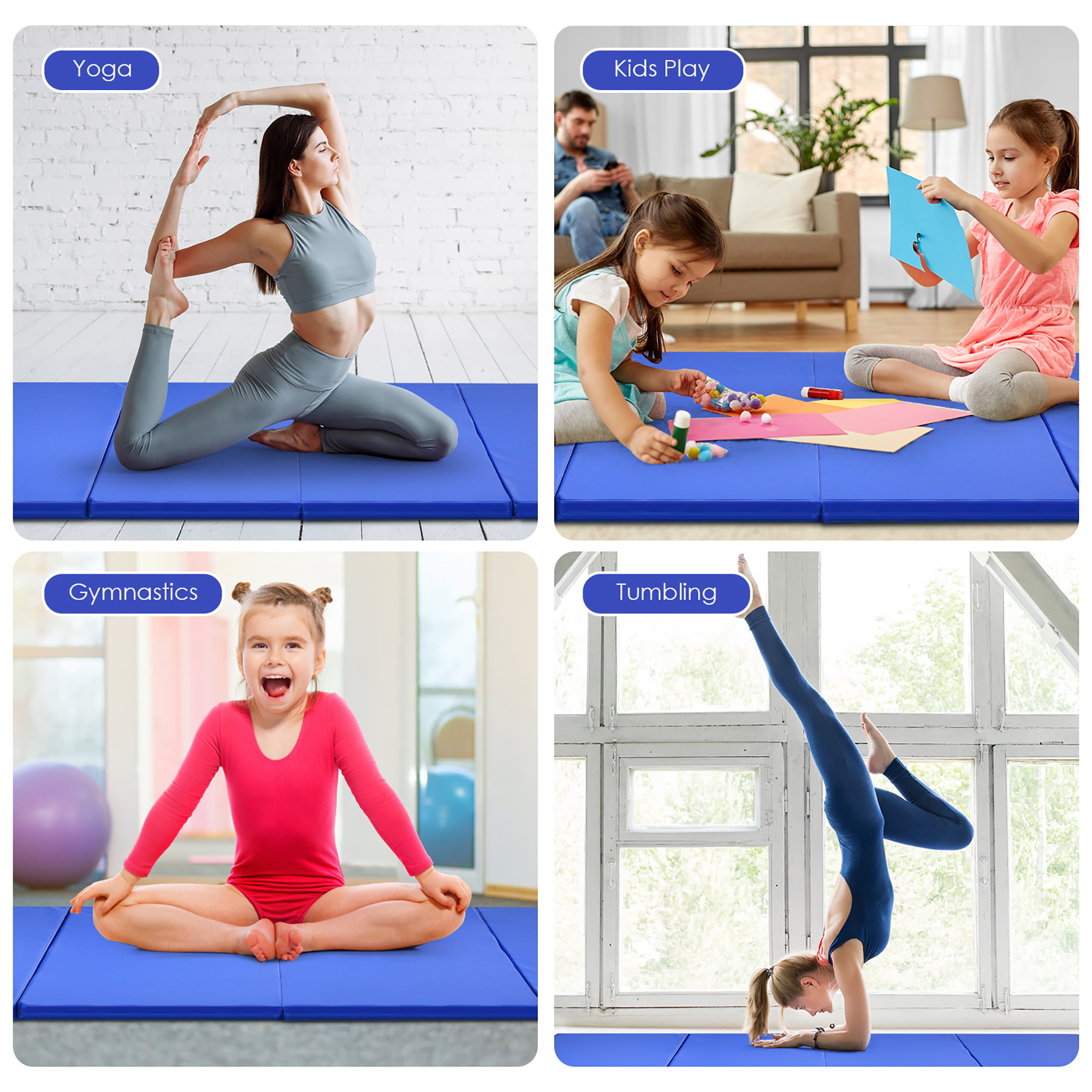 ProMat 6 FT Exercise Mat Yoga Panel Folding Gymnastics Aerobics Stretching Pink