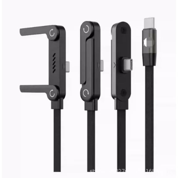 TongDE 240W USB C to USB C Charging Cable with Foldable Phone Stand, 1.5m Braided Fast Charging Data Cord for Cell Phones Tablets Laptops Gaming