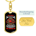 thumbnail image 3 of Retired Firefighter Fire Department Stainless Steel or 18k Gold Premium Swivel Dog Tag Keychain, 3 of 10