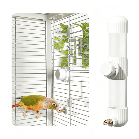 NORIZF No Mess Bird Water Dispenser Automatic Parrot Water Feeder Spring Valve Clear Cage Water Drinker Parakeets Cockatiels Budgies Finch Lovebirds Canary White 7.4 Fl Oz 220Ml Leak-Proof
