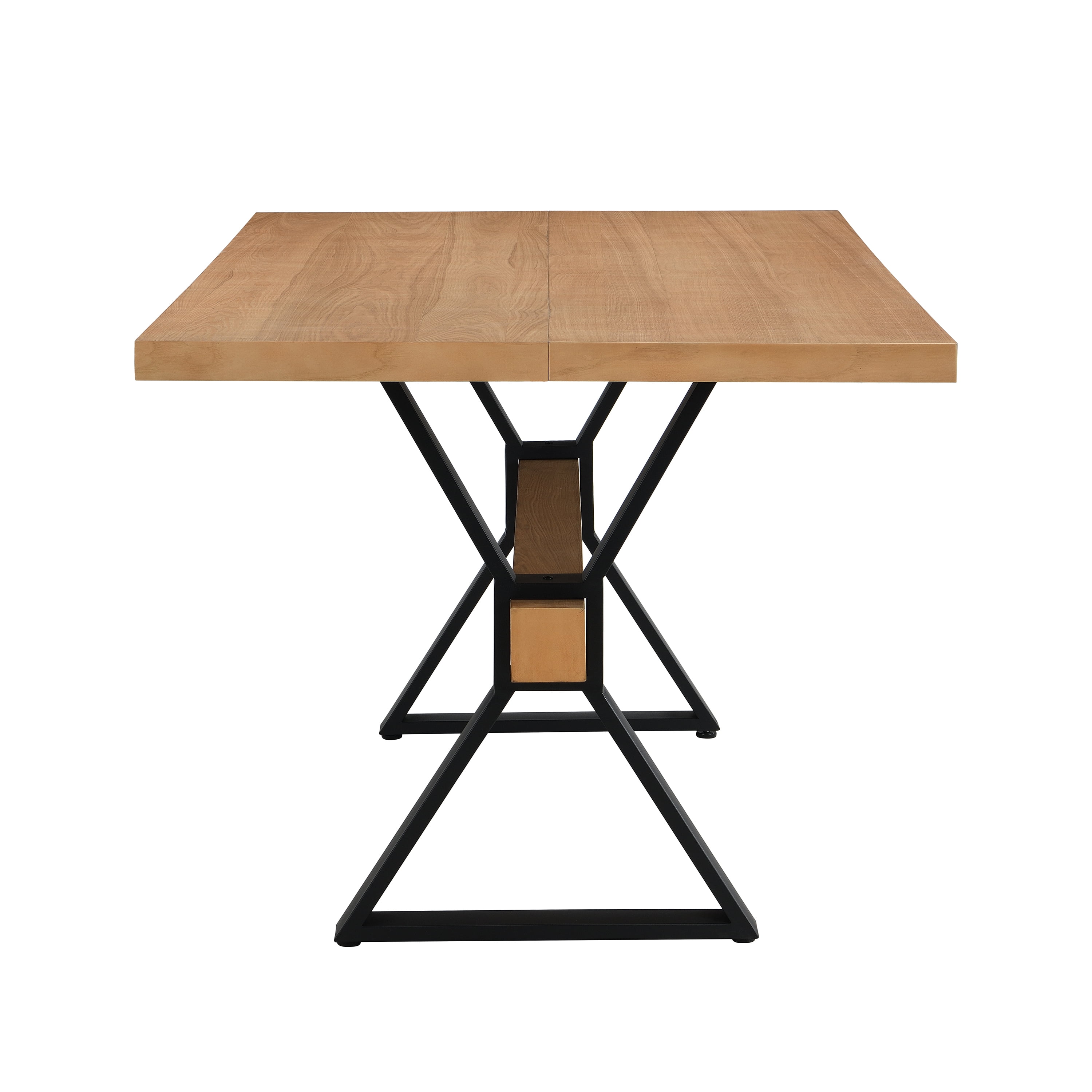 Euroco 63" Wood Rectangular Dining Table for 4-6, Kitchen Table with X-shaped Metal Legs for Kitchen Dining Room,Living Room,Natural