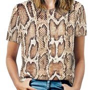 Oversize Python Snake Skin T-Shirts Retro Print Street Style T-Shirt Short-Sleeve Women Hip Hop Tshirt Summer Custom Clo