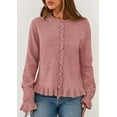 thumbnail image 3 of PRETTYGARDEN Womens Fall Button Down Cardigans Chunky Knit Ruffle Open Front Cropped Cardigan Sweaters Soft Long Sleeve Tops, 3 of 9