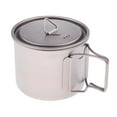 thumbnail image 2 of Taza/tazón/olla de titanio con mango plegable de 420 ml/550 ml con tapa y malla 550ml Cola Copa de camping al aire libre, 2 of 8