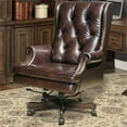 thumbnail image 2 of Pemberly Row 49" Transitional Leather Swivel Desk Chair in Brown, 2 of 5