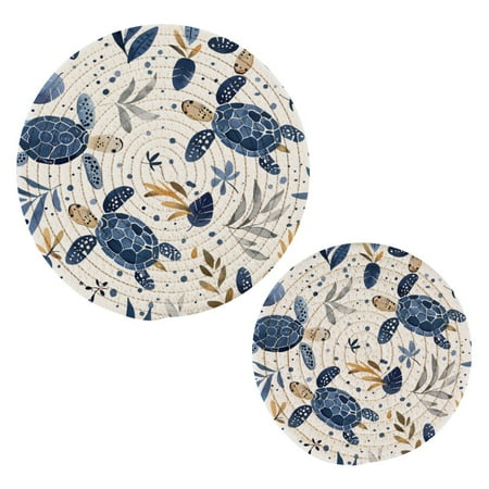 

Turtle and Leaves Pot Holders Set Trivets Hot Pads Cotton Mats for Cooking