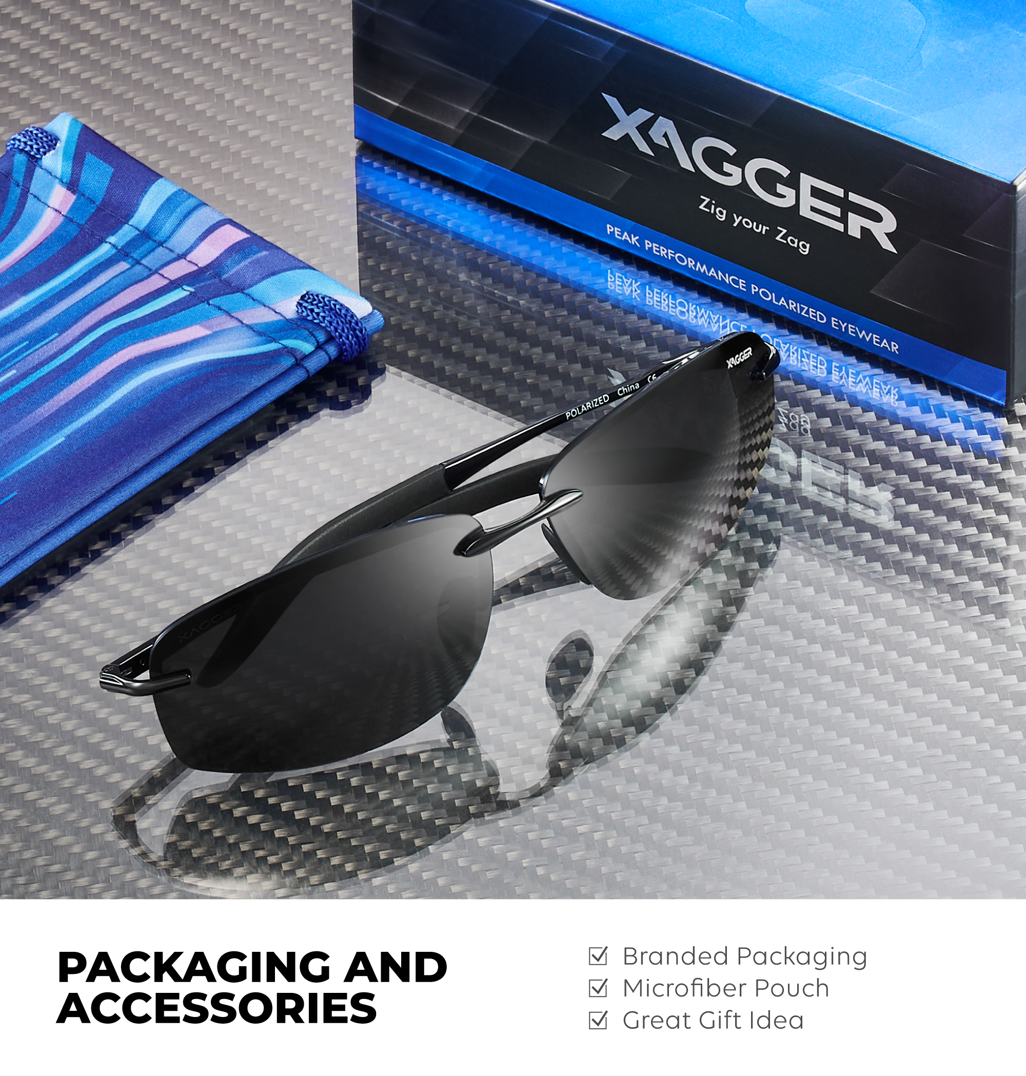 Xagger Polarized Rimless Driving Sunglasses for Men photo 5