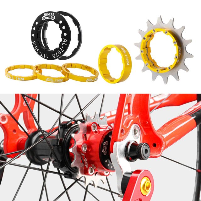 kurtrusly 14T Single Speed Flywheel Adapter Cassette Freehub Conversion Converter Spacers Removeable Cog gold