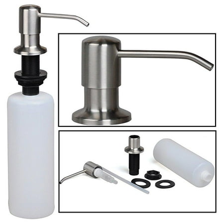 Stainless Steel Built In Pump Kitchen Sink Dish Soap Dispenser Large Capacity 17 Oz Bottle 3 15 Inch Threaded Tube For Thick Deck Installation