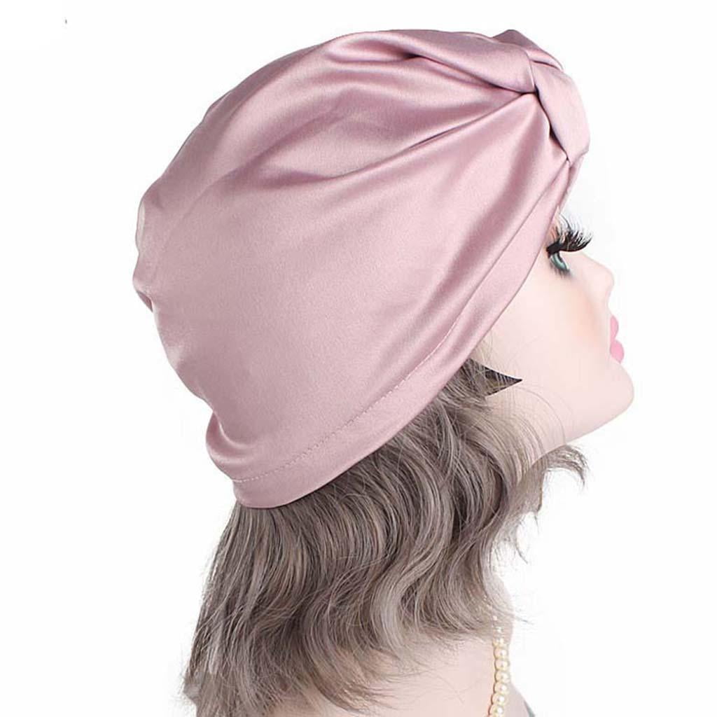 Segolike Women Ladeis Silk Sleeping Hat Wrap Night Hair Care Bonnet Scarves Hat - Pink, as described