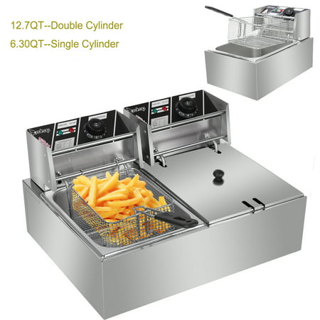 Zimtown 6L/12L Commercial Electric Countertop Stainless Steel Deep Fryer Basket French Fry Restaurant